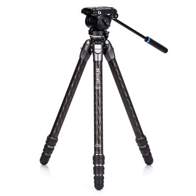 Benro Tortoise Columnless Carbon Fiber Tripod System with S4PRO Video Head, Flat-Base Compatibility, 9.2564.4 Height Range, Travel Video Support Kit (TTOR34CLVS4PRO)