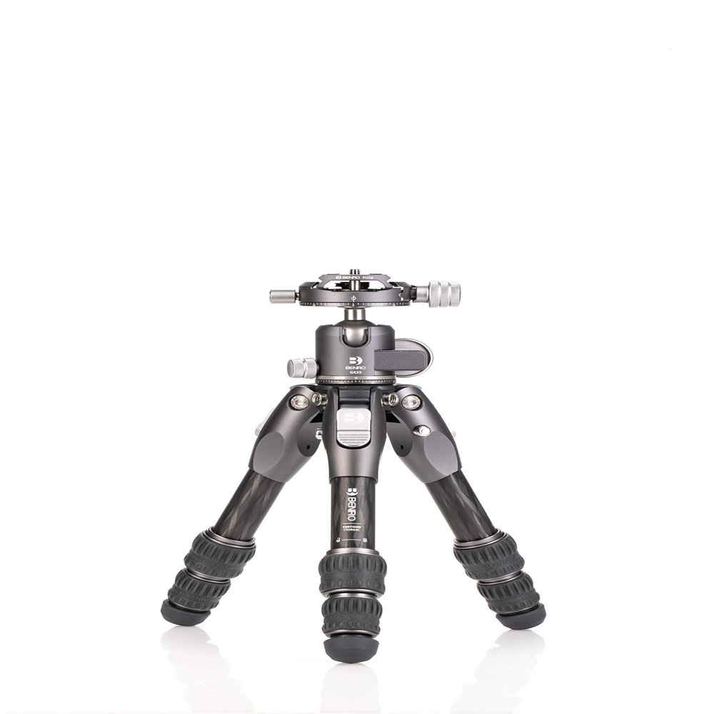 Benro Tortoise Columnless Carbon-Fiber Travel Tripod Kit with GX25 Dual-Pan Ball Head, Arca-Swiss Plate, Ultra-Compact Fold (TTOR03CGX25)