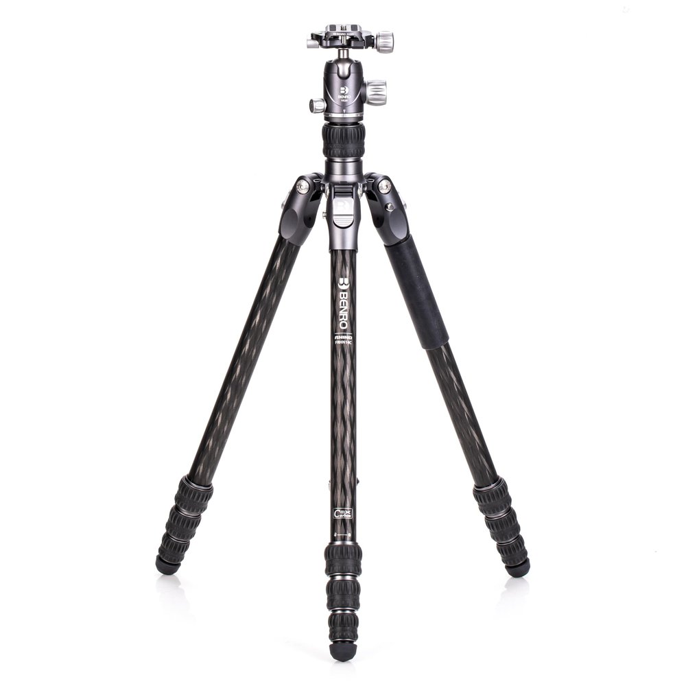 Benro Rhino1 Series Carbon Fiber Tripod Kit, 4-Section Lightweight Travel Tripod with VX20 Ball Head, Dual Panning, Arca-Swiss Plate & 26.4 lb Load Capacity for DSLR & Mirrorless Cameras (FRHN14CVX20)