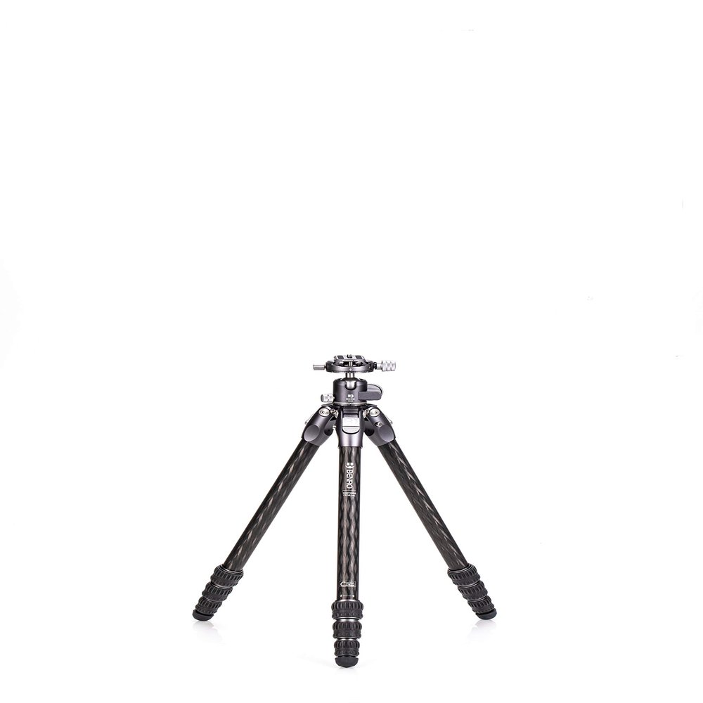 Benro Tortoise Columnless Carbon-Fiber Travel Tripod with GX25 Dual-Pan Ball Head, Four-Section Legs, Compact Folded Size & Stable Load Support (TTOR14CGX25)