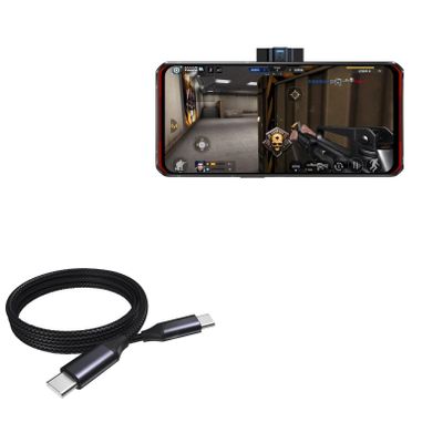 BoxWave Cable Compatible with Lenovo Legion Phone Duel - DirectSync PD Cable (3ft) - USB-C to USB-C (100W), Type C Braided Charge and Fast Sync - Jet Black