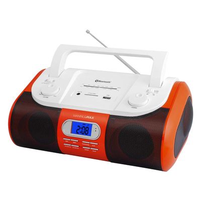 HANNLOMAX HX-509R Portable AM/FM Radio, Bluetooth, USB/SD Slot for MP3 Playback, Aux-in, AC/DC Dual Power Source. (Red)