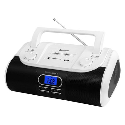 HANNLOMAX HX-509R Portable Radio, Bluetooth, USB/SD Port (White)
