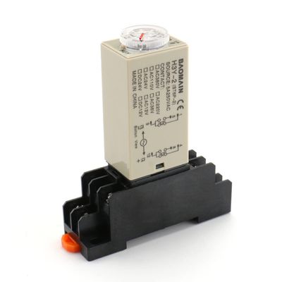 BAOMAIN H3Y-2 AC 110V Time Delay Relay, 30 Minutes DPDT 8 Pin Solid State Timer with Socket Base, 5A 250VAC Resistive Load