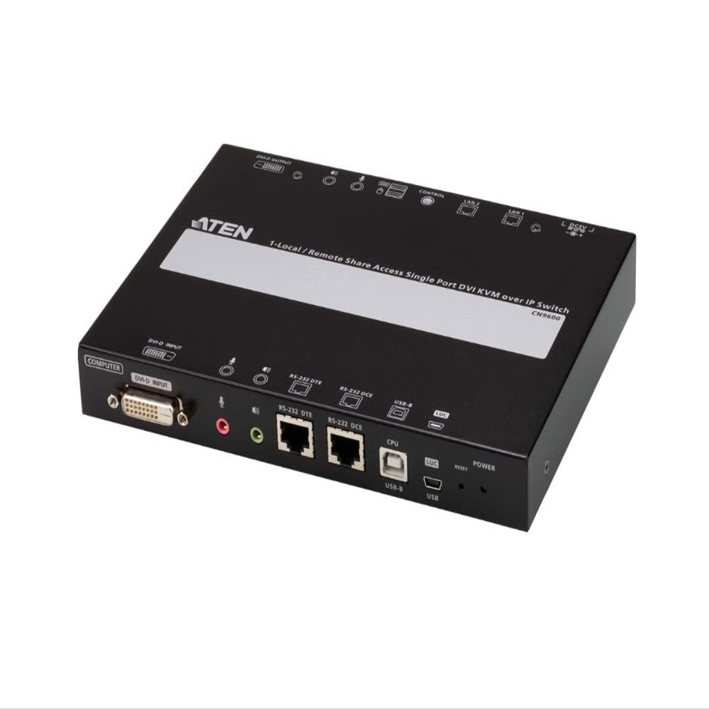 Aten 1-Local/Remote Share Access Single Port DVI KVM Over IP Switch - 1 Computer(s) - 1 Local User(s) - 1920 x 1200 Maximum Video Resolution - 2 x Network (RJ-45) - 1 x PS/2 Port - 4 x USB - 2 x DVI