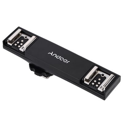 Andoer Dual Hot Shoe Flash Light Speedlite Bracket Splitter for Canon 7DII 70D 5DR 5DRS 5DIII 6D DSLR Camera Camcorder