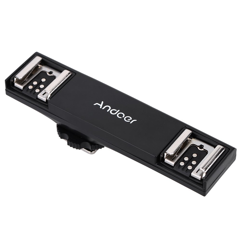 Andoer Dual Hot Shoe Flash Light Speedlite Bracket Splitter for Canon 7DII 70D 5DR 5DRS 5DIII 6D DSLR Camera Camcorder