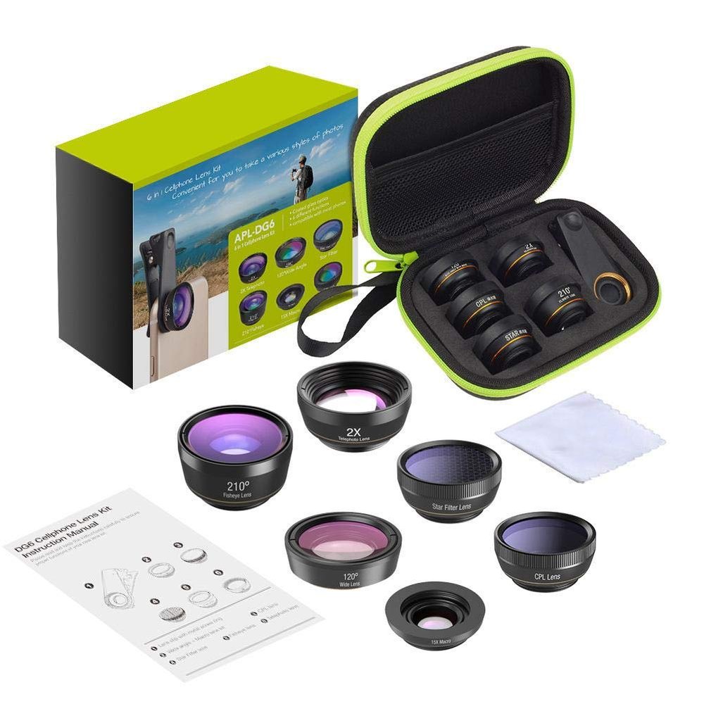 Phone, Phone Lens kit- Lens + Macro Lens + Wide Angle Lens+Zoom Lens + Polarization Lens+ Starlight Lens,Clip on Cell Phone Lens Kits for Smartphones