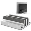 AboveTEK Vertical Laptop Stand, 3 Slots Aluminum Desk Laptop Holder & Laptop Docking Station Stand for MacBook, Tablet, Phone - Universal Fit (Up to 17.3") - Heavy Duty Polished, Anti Slide - Silver view 1