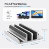 AboveTEK Vertical Laptop Stand, 3 Slots Aluminum Desk Laptop Holder & Laptop Docking Station Stand for MacBook, Tablet, Phone - Universal Fit (Up to 17.3") - Heavy Duty Polished, Anti Slide - Silver view 3