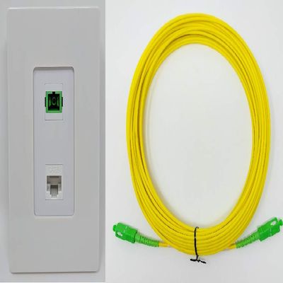 RiteAV - 1 Port SC/APC Simplex Fiber 1 Port Cat6 Ethernet Screwless Decorative Wall Plate Includes a 20 Meter SC/APC Singlemode Simplex Cable