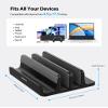 AboveTEK Vertical Laptop Stand Holder, 3 Slots Aluminum Desk Stand with Adjustable Dock Size for Tablet, MacBook, Phone - Universal Fit (up to 17.3") - Heavy Duty Polished, Anti Slide - Black view 3