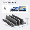 AboveTEK Vertical Laptop Stand, 3 Slots Aluminum Desk Laptop Holder & Laptop Docking Station Stand for MacBook, Tablet, Phone - Universal Fit (Up to 17.3") - Heavy Duty Polished, Anti Slide - Grey view 3