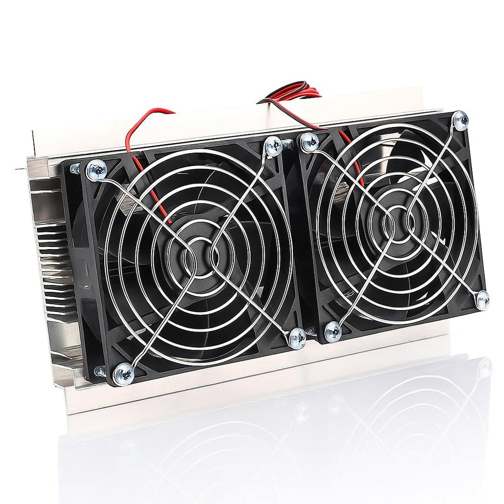 Oumefar Dual-core Thermoelectric Peltier Cooling System Semiconductor Refrigeration Cooler Kit with Power for Plate Cooling Pet Bed Cooling etc