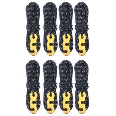 Azarxis Reflective Cord Pack, Tent Guyline Rope High-Strength Lightweight 13ft per Piece with Aluminum Cord Adjuster for Tying Down Tarps, Camping Tent, Outdoor Packaging (Black - 8 Pack - 3mm)