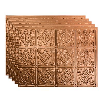 FASDE Traditional Style/Pattern 1 Decorative Vinyl 18in x 24in Backsplash Panel in Polished Copper (5 Pack)