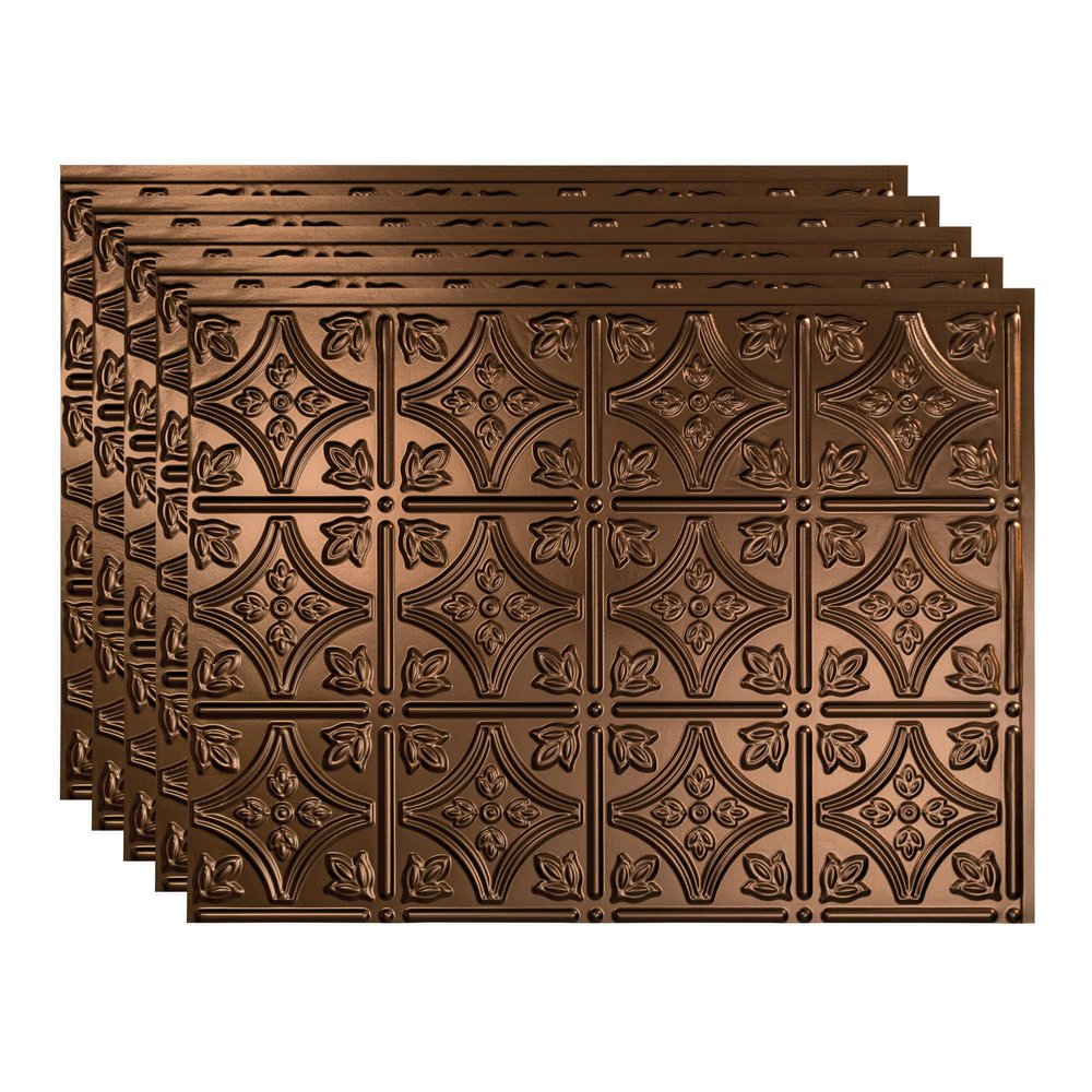 FASDE Traditional Style/Pattern 1 Decorative Vinyl 18in x 24in Backsplash Panel in Oil-Rubbed Bronze (5 Pack)