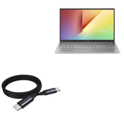 BoxWave Cable Compatible with ASUS VivoBook 15 X512FL - DirectSync PD Cable (3ft) - USB-C to USB-C (100W), Type C Braided Charge and Fast Sync - Jet Black
