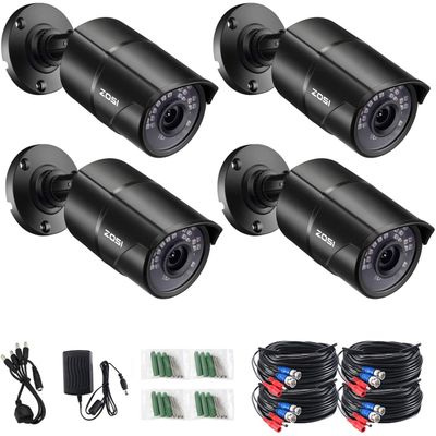 ZOSI 4 Pack 2.0 MP HD 1080P HD-TVI Security Cameras Day Night Waterproof Camera for 720P / 1080N / 1080P/5MP/4K HD-TVI AHD CVI Analog DVR Systems (Renewed)