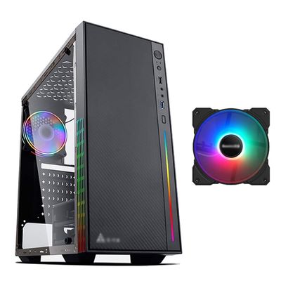 HDYD Gaming Case,Mid-Tower PC Gaming Case ATX/M-ATX - Front I/O USB 3.0 Port -Fully Transparent Side Panels - with Colored Fans - Panel LED Strip (Color : Black, Size : 1 Fan)