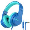 iClever HS19 Kids Headphones with Microphone for School, Volume Limiter 74/85dBA, Over-Ear Girls Boys Headphones for Kids with Shareport, Foldable for iPad/Travel (Navy Blue) view 1