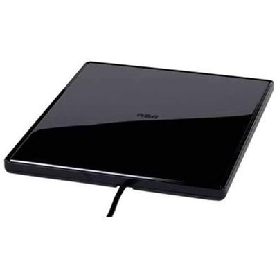 RCA Amplified Indoor Flat HDTV Antenna  Multi-Directional VHF and UHF Reception, 4K/8K, 1080P, 40 Mile Range  ANT1360E