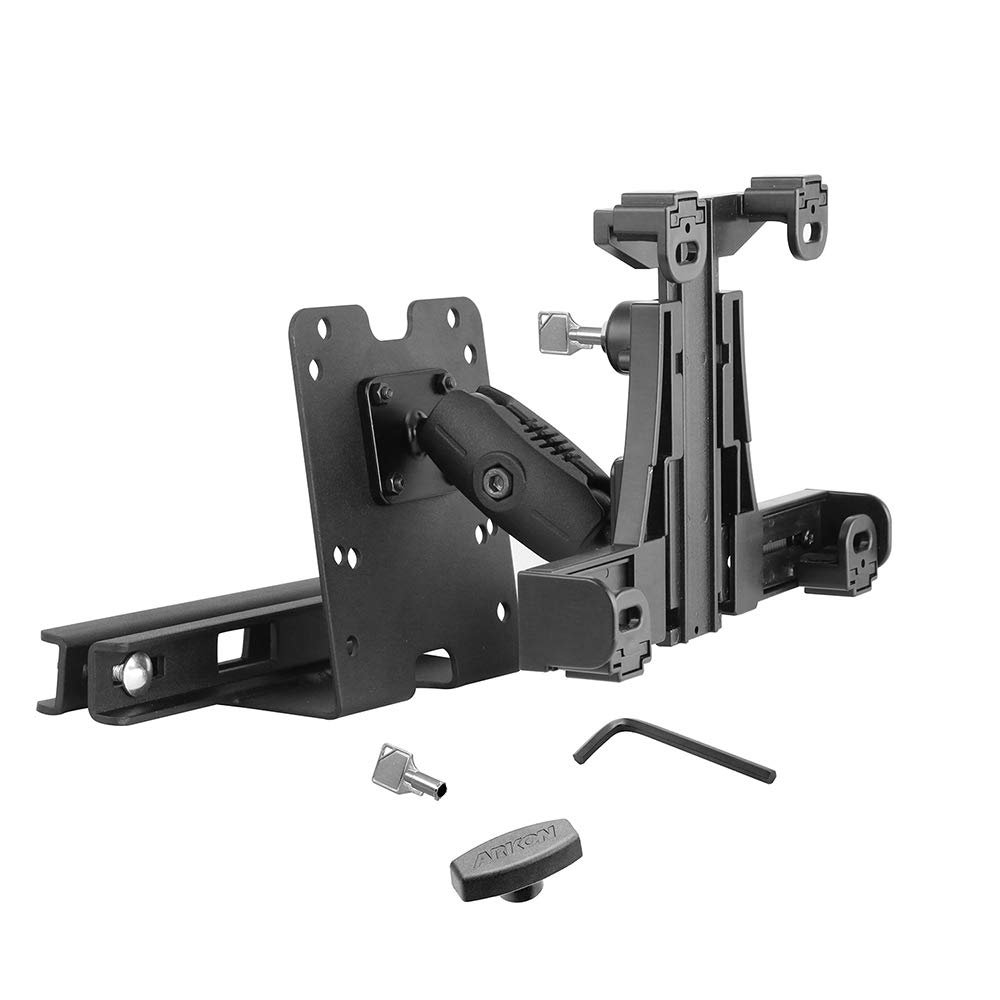 ARKON Mounts LockVise Locking Car Headrest Tablet Mount | Lockable Tablet Holder | Secure | Compatible with iPad, Samsung, Google Tablets Used for Rideshare, Taxi, Uber, & More