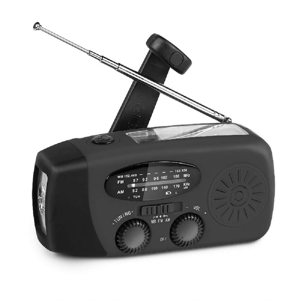 Portable Solar Emergency Weather Radio Hand Crank AM/FM NOAA Survival Radio with LED Flashlight 2000mAh Cellphone Charger for Smart Phone for Home Outdoor Camping Traveling Earthquake