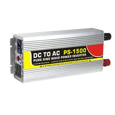 1500W Pure Sine Wave Inverter, 12V/24V/48V/60V/72V DC to 220V AC, 3000W Peak Power Converter with LED Display and AC Outlet, for Car Boat Truck RV Solar Power,Dc 24v