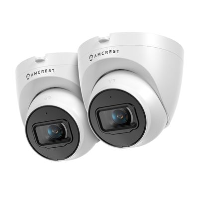 2-Pack Amcrest UltraHD 4K (8MP) Outdoor Security IP Turret PoE Camera, 3840x2160, 98ft NightVision, 125 FOV, IP67, MicroSD Recording (256GB), White (2PACK-IP8M-T2599EW-AI-V3)