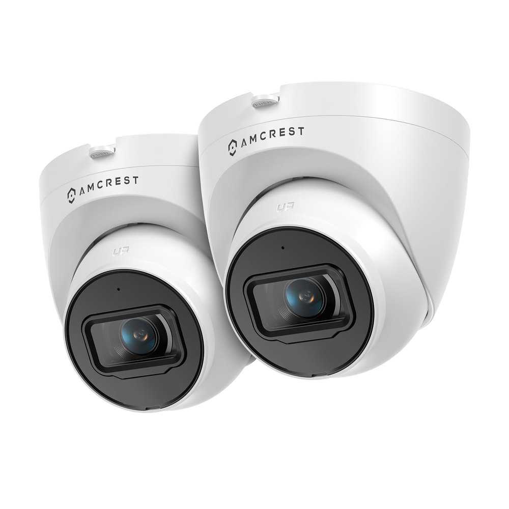 2-Pack Amcrest UltraHD 4K (8MP) Outdoor Security IP Turret PoE Camera, 3840x2160, 98ft NightVision, 125 FOV, IP67, MicroSD Recording (256GB), White (2PACK-IP8M-T2599EW-AI-V3)