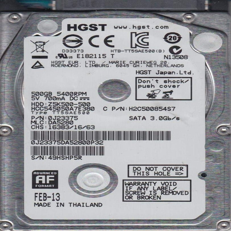 HCC545050A7E380, PN 0J23375, MLC DA5280, Hitachi 500GB SATA 2.5 Hard Drive (Renewed)