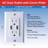 RV Designer S850, AC Dual Outlet with Cover & 2 USB Charge Ports, White view 2