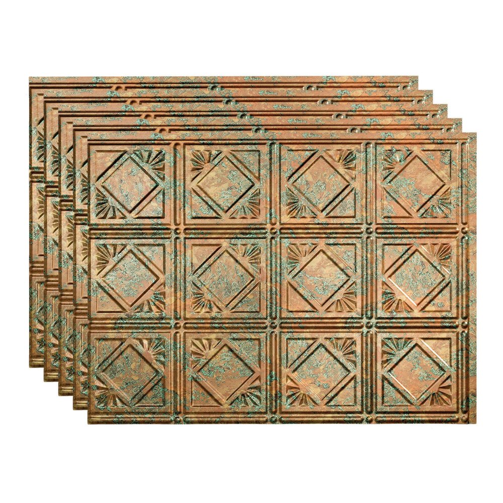 Fasade 18in x 24in Traditional 4 Copper Fantasy Backsplash Panel 5pk
