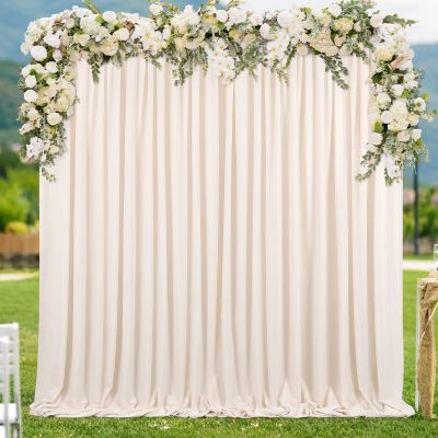 10ftx8ft Backdrop Curtains Polyester Backdrop Curtain Ivory Backdrop Drapes for Cloth Ceremony Wedding Backdrop Fabric 2 Packs 5ftx8ft Outdoor Decoration