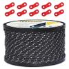 HIKEMAN 50m Reflective Guyline Solid Braid Nylon Camping Rope with Aluminum Adjuster Cord Tensioner Tent Accessory for Outdoor Travel,Hiking,Backpacking and Water Activities (Black, 3mm) view 1