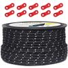 HIKEMAN 50m Reflective Guyline Solid Braid Nylon Camping Rope with Aluminum Adjuster Cord Tensioner Tent Accessory for Outdoor Travel,Hiking,Backpacking and Water Activities (Black, 5mm) view 1