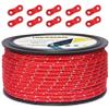 HIKEMAN 50m Reflective Guyline Solid Braid Nylon Camping Rope with Aluminum Adjuster Cord Tensioner Tent Accessory for Outdoor Travel,Hiking,Backpacking and Water Activities (Red, 5mm) view 1