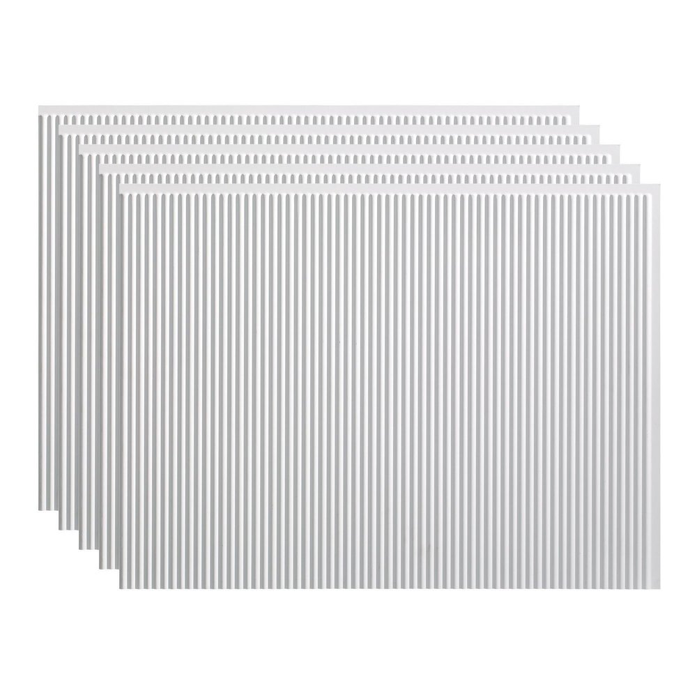 Fasade 18in x 24in Rib Matte White Backsplash Panel 5pk