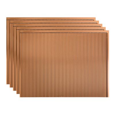 Fasade 18in x 24in Rib Polished Copper Backsplash Panel 5pk