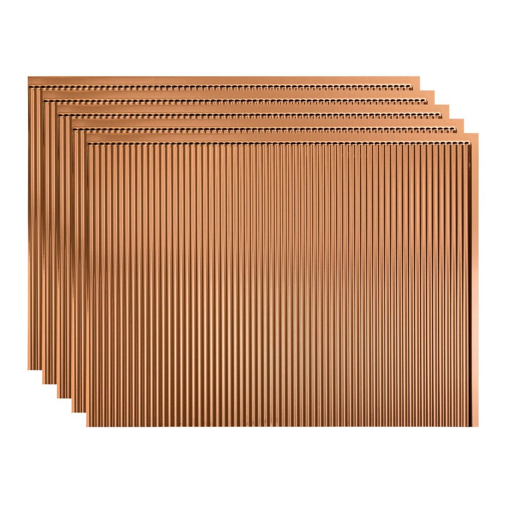 Fasade 18in x 24in Rib Polished Copper Backsplash Panel 5pk