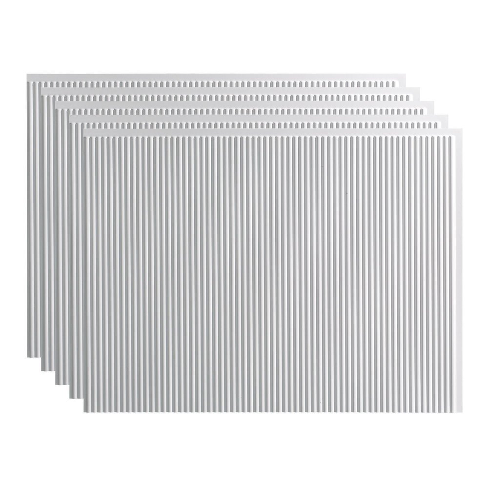 Fasade 18in x 24in Rib Gloss White Backsplash Panel 5pk