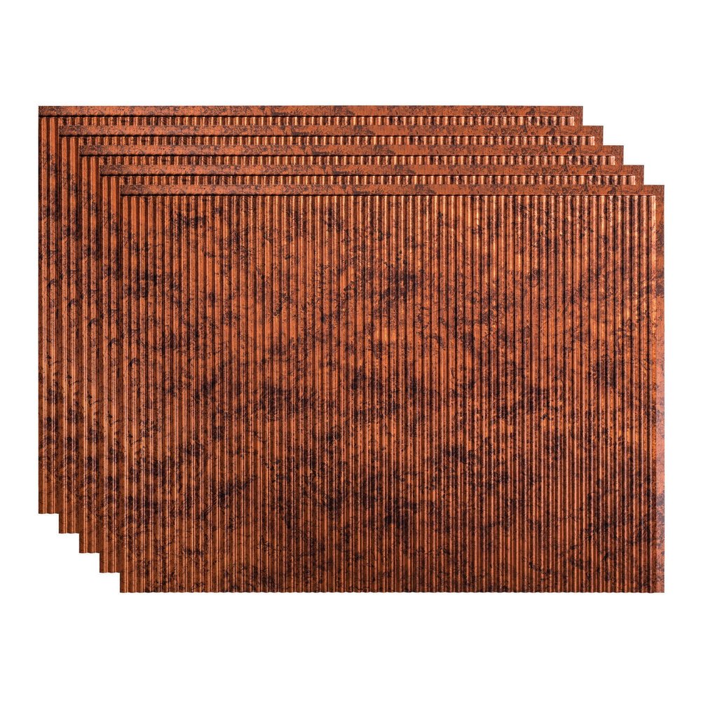 Fasade 18in x 24in Rib Moonstone Copper Backsplash Panel 5pk