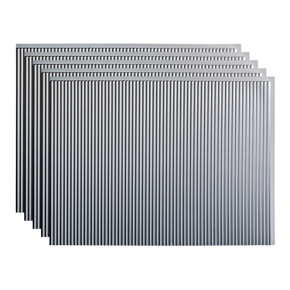 Fasade 18in x 24in Rib Argent Silver Backsplash Panel 5pk