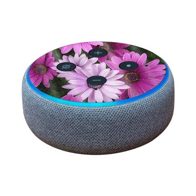MightySkins Glossy Glitter Skin for Amazon Echo Dot (3rd Gen) - Purple Flowers | Protective, Durable High-Gloss Glitter Finish | Easy to Apply, Remove, and Change Styles | Made in The USA