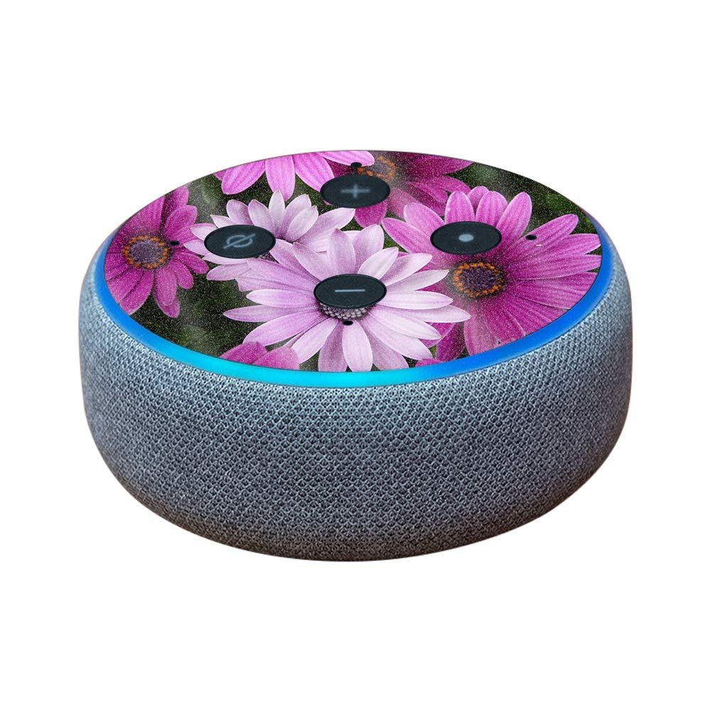 MightySkins Glossy Glitter Skin for Amazon Echo Dot (3rd Gen) - Purple Flowers | Protective, Durable High-Gloss Glitter Finish | Easy to Apply, Remove, and Change Styles | Made in The USA