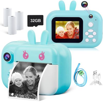 MINIBEAR Kids Camera Instant Print Camera for Kids Digital Camera Toddler Toys Christmas Birthday Gifts for 3 4 5 6 7 8 9 10 Year Old Boys Girls, Blue