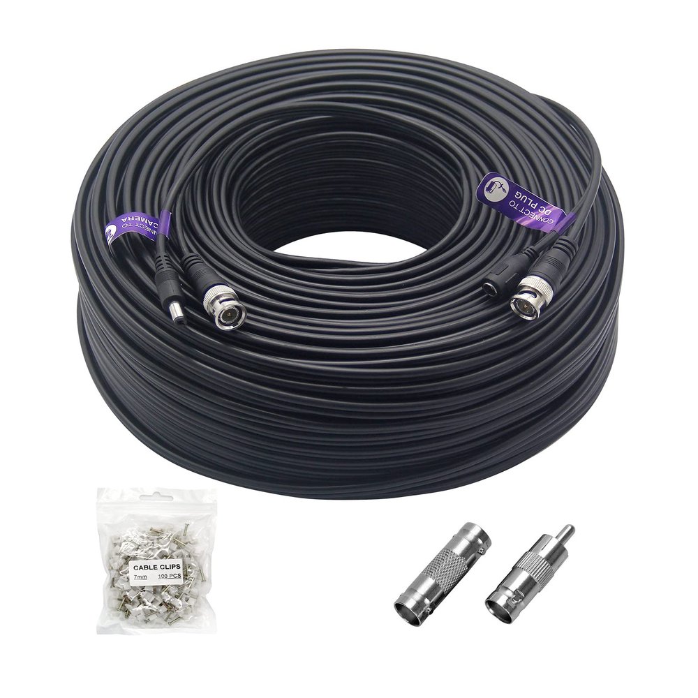 Anlink 300Ft (91 Meters) 4K 8MP 5MP 2MP 1080P BNC Video and Power Cable, Mini RG59 Wire for CCTV Security Camera Systems, with BNC Connector, RCA Adapter, Cable Clips