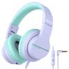 iClever HS19 Kids Headphones for School with Microphone, Safe Volume Limiter 74/85dBA, Over-Ear Girls Boys Headphones for Kids with FunShare Foldable Wired for iPad/Travel (Purple) view 1