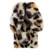 LCHDA Rabbit Case for Samsung Galaxy A11, Cute 3D Bunny Ears Soft Furry Hairball Fuzzy Warm Winter Faux Fur Plush Fluffy Flexible TPU Bumper Women Girls Protective Skin Cover - Leopard Beige view 2